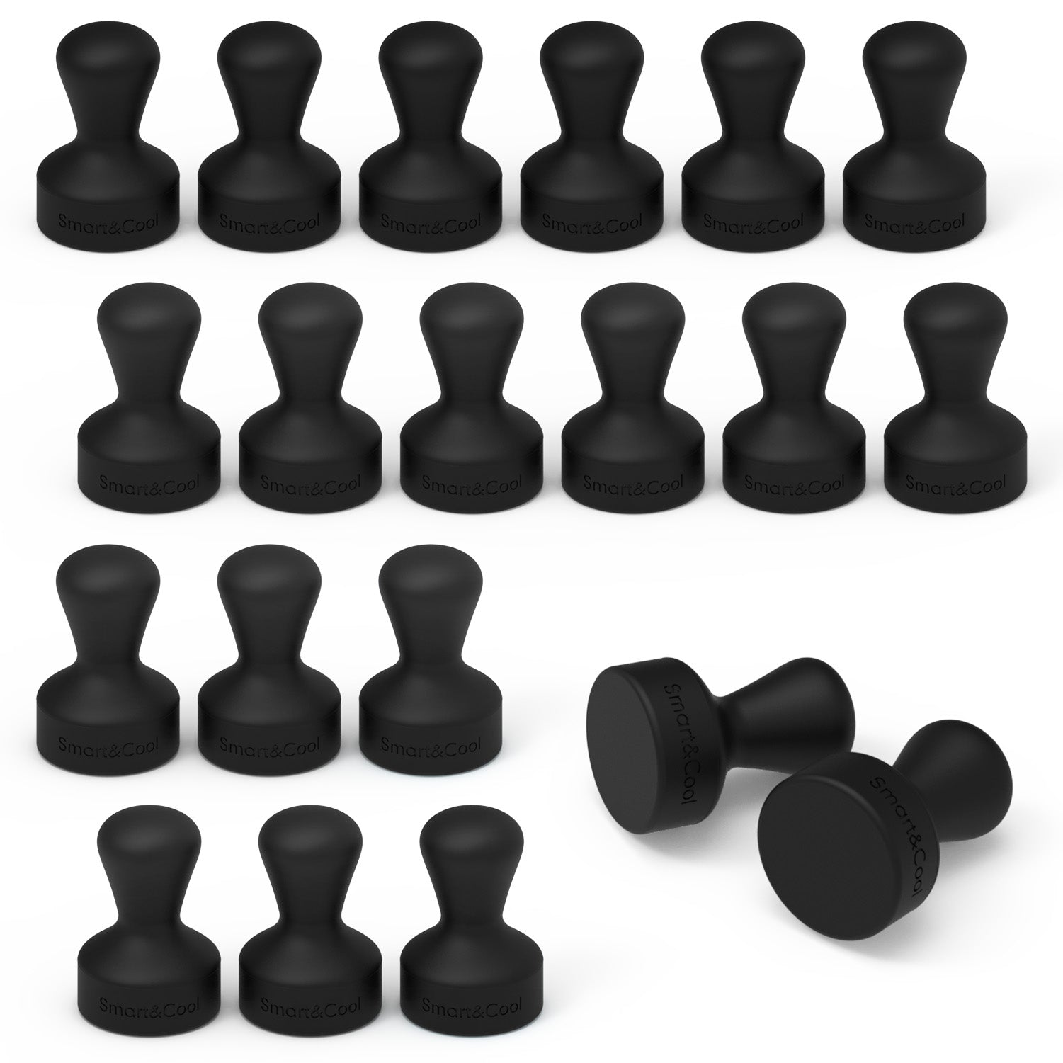 SMART&COOL Silicone Fridge Magnets, Anti Scratch Push Pin Magnets, Refrigerator Magnets, Thumbtack Magnets for Fridge, Dry Erase Board, Whiteboard, Office, Classroom, School (20 Pack, Black)