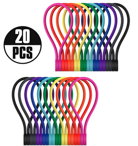 SC-M0001-A: Smart&Cool (L 7.16''  20 per Pack) Reusable Silicone Strong Magnetic Cable Ties/Magnetic Twist Ties for Bundling and Organizing, Holding Stuff, Book Markers, Fridge Magnets, or Just for Fun, 10 Colors